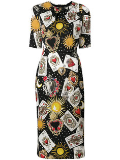 платье с принтом игральных карт  Dolce & Gabbana