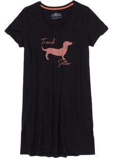 Ночная рубашка из органического хлопка (черный/ореховый с принтом) Bonprix