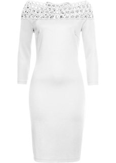 Платье с вырезом-кармен (белый) Bonprix
