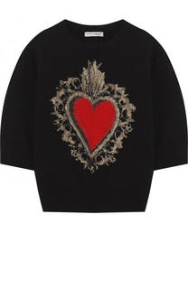 Шерстяной пуловер с круглым вырезом и металлизированной отделкой Dolce &amp; Gabbana