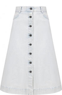 Джинсовая юбка А-силуэта с потертостями Stella McCartney
