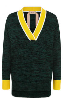 Хлопковый пуловер с V-образным вырезом No. 21