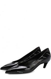 Кожаные туфли Slash на каблуке kitten heel Balenciaga