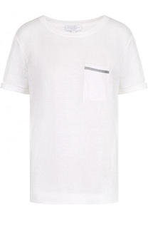 Однотонная льняная футболка с круглым вырезом Escada Sport