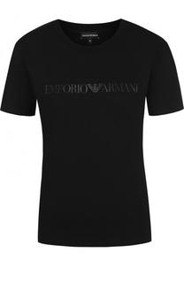 Хлопковая футболка с логотипом бренда Emporio Armani