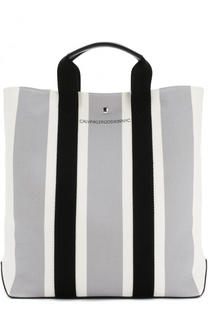 Текстильная сумка-шоппер с кожаной отделкой CALVIN KLEIN 205W39NYC