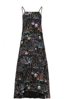 Шелковое платье-миди асимметричного кроя с принтом Emporio Armani