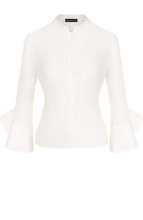 Шелковая блуза с укороченными расклешенными рукавами Emporio Armani