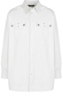 Удлиненная хлопковая рубашка свободного кроя CALVIN KLEIN 205W39NYC