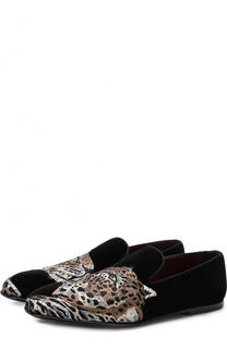 Бархатные слиперы Ispica с вышивкой Dolce &amp; Gabbana