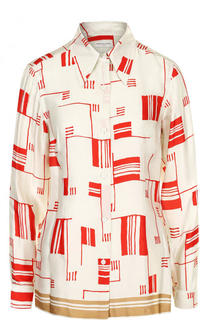 Приталенная блуза с контрастным принтом Dries Van Noten