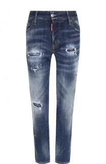 Укороченные джинсы прямого кроя с потертостями Dsquared2