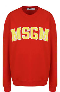Хлопковый свитшот с контрастным логотипом бренда MSGM