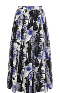 Хлопковая юбка-миди в складку с принтом Marni