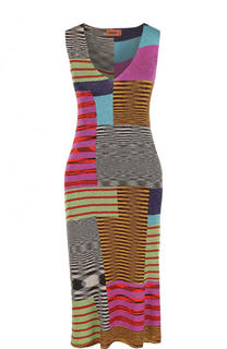 Приталенное вязаное платье-миди с V-образным вырезом Missoni