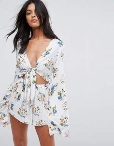 Ромпер с длинными рукавами и цветочным принтом Unique21 - Мульти