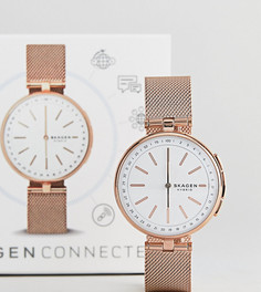 Смарт-часы с сетчатым ремешком цвета розового золота Skagen Connected SKT1404 - Золотой