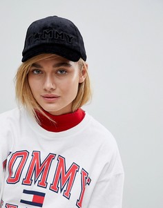 Бархатная кепка с коротким козырьком и логотипом Tommy Hilfiger - Черный