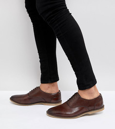 Светло-коричневые кожаные туфли на шнуровке для широкой стопы с перфорацией ASOS - Рыжий