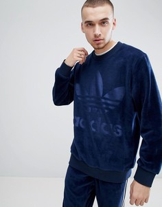 Темно-синий велюровый свитшот adidas Originals adicolor CW1328 - Темно-синий