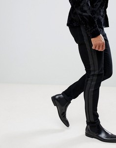 Черные джинсы скинни с полосками по бокам ASOS - Черный