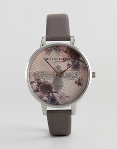 Серые часы с кожаным ремешком и цветами Olivia Burton OB16EM05 - Серый