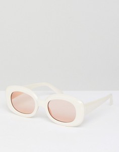 Квадратные солнцезащитные очки в стиле 90-х с оправой молочного цвета ASOS - Белый