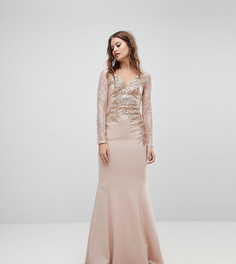 Платье макси с кружевом и вышивкой Lipsy - Розовый