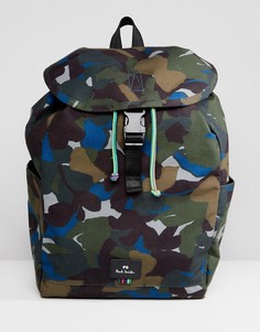 Парусиновый рюкзак цвета хаки с камуфляжным принтом PS Paul Smith - Зеленый
