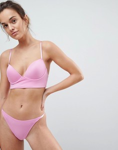 Удлиненный формованный бюстгальтер с треугольными чашечками ASOS - Розовый