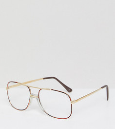Квадратные очки в золотистой оправе с прозрачными стеклами Reclaimed Vintage Inspired эксклюзивно для ASOS - Золотой