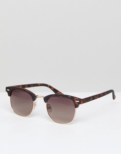 Солнцезащитные очки в коричневой черепаховой оправе River Island - Коричневый