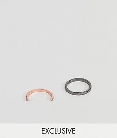 2 кольца с гравировкой (цвета пушечной бронзы и розового золота) DesignB эксклюзивно для ASOS - Серебряный