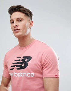 Розовая футболка с логотипом New Balance Stacked MT73587_DTP - Розовый