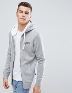 Худи на молнии с искусственным мехом на капюшоне Jack & Jones Originals - Серый