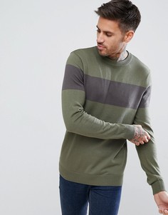 Джемпер цвета хаки с серыми вставками New Look - Зеленый