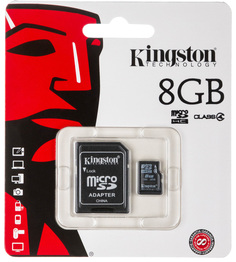 Карта памяти Kingston micro SDHC 8Gb class 4 + адаптер (SDC4/8GB)