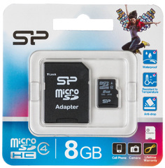 Карта памяти Silicon Power micro SDHC 8Гб class 4 + адаптер