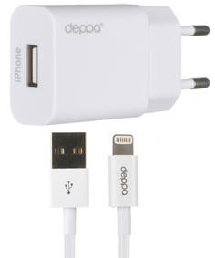 Сетевое зарядное устройство Deppa Ultra USB 1А, 8-pin (белый)