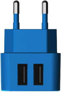 Сетевое зарядное устройство Сетевое зарядное устройство Vertex  Fancy 2xUSB + кабель micro-USB (синий)