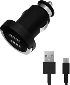 Автомобильное зарядное устройство Автомобильное зарядное устройство Deppa 2 USB + кабель micro-USB (черный)