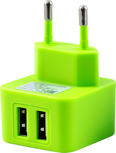 Сетевое зарядное устройство Сетевое зарядное устройство Vertex  Fancy 2xUSB + кабель micro-USB (зеленый)
