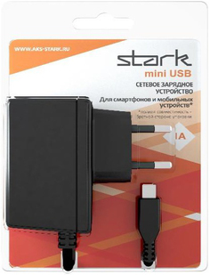 Сетевое зарядное устройство Сетевое зарядное устройство Stark mini-USB 1000мА (черный)