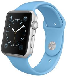 Часы Apple Watch Sport, Корпус 42 мм из серебристого алюминия, голубой спортивный ремешок (голубой)