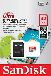 Карта памяти SanDisk Ultra microSDHC 32GB + SD Adapter C10 UHS-I (черный)