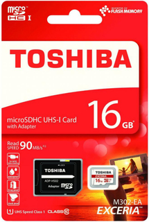 Карта памяти Toshiba microSDHC 16Gb M302 EXCERIA + адаптер (белый)