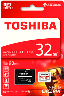 Карта памяти Toshiba microSDHC 32Gb M302 EXCERIA + адаптер (белый)