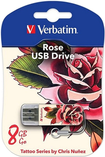 USB флешка Verbatim 8Gb Store n Go Mini Tattoo Rose (белый, с рисунком)