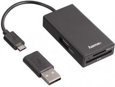 Разветвитель Hama OTG Hub/Card/microUSB (черный)