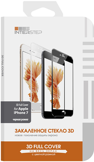 Защитное стекло Защитное стекло InterStep 3D Glass для Apple iPhone 7 черная рамка